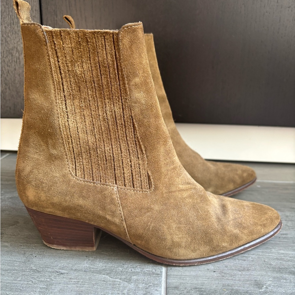 Sandro tan suede booties